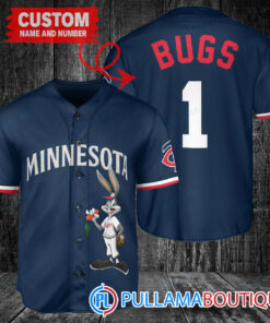 Personalized Minnesota Twins Bugs Bunny Baseball Jersey Navy