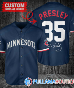 Personalized Minnesota Twins Elvis Presley Baseball Jersey Navy