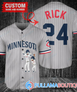 Personalized Minnesota Twins Rick and Morty Baseball Jersey Gray Road