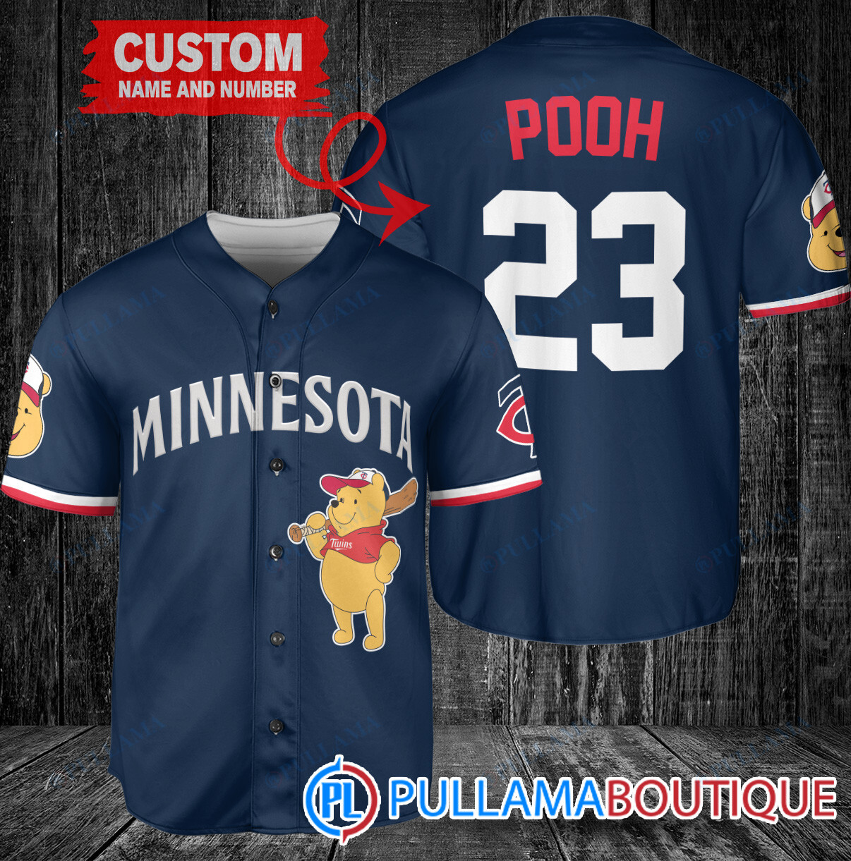 Personalized Chicago Cubs Winnie the Pooh Baseball Jersey Royal