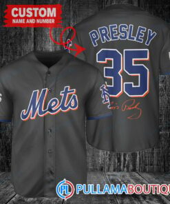 Personalized New York Mets Elvis Presley Baseball Jersey Black