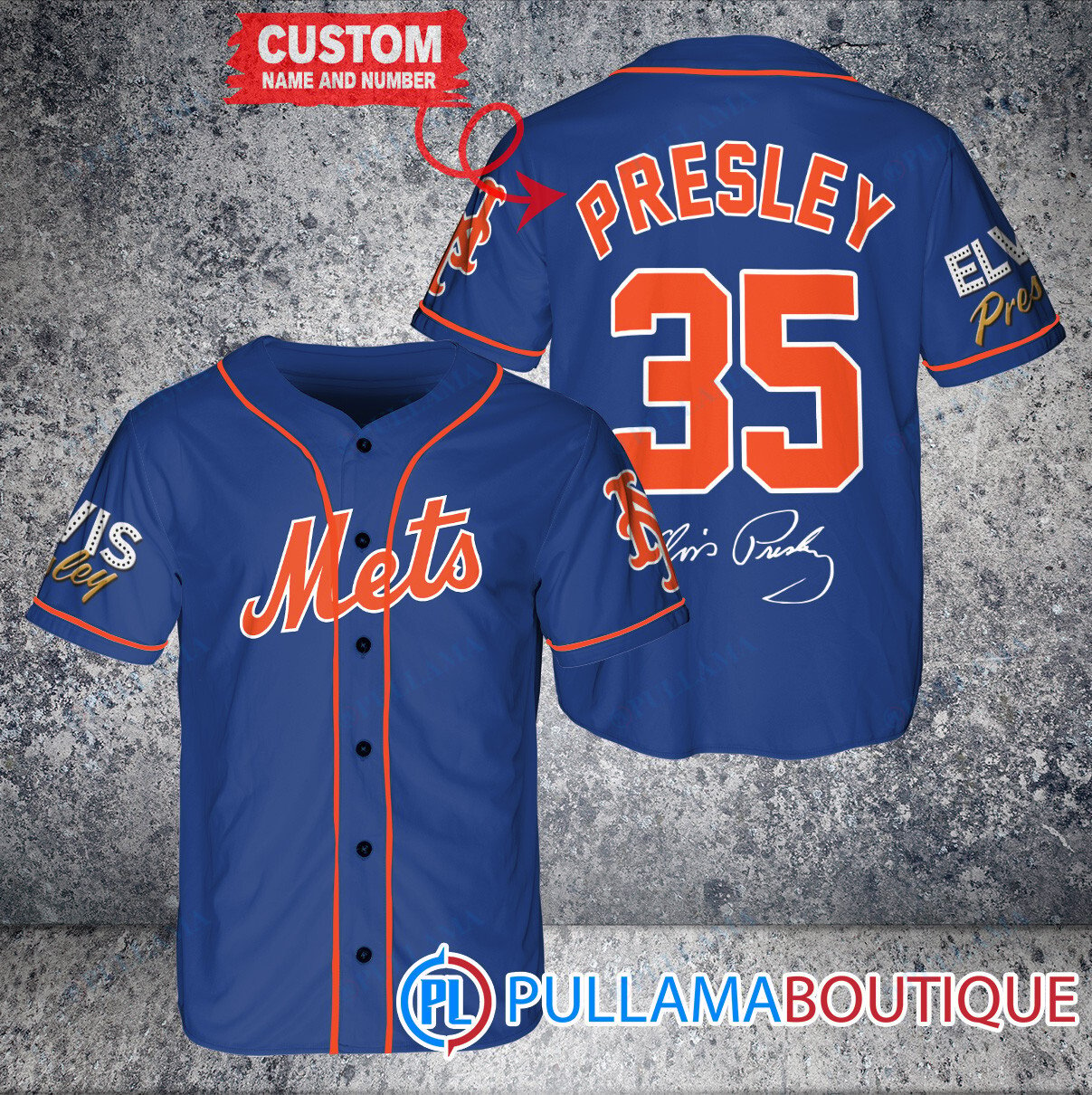 Personalized Detroit Tigers Elvis Presley Baseball Jersey Navy