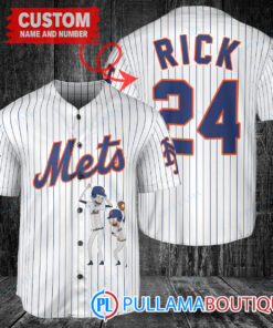 Personalized New York Mets Rick and Morty Baseball Jersey White