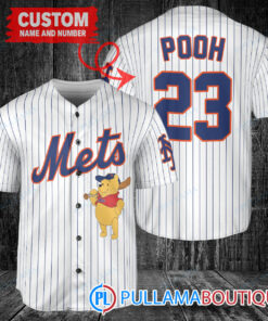 Personalized New York Mets Winnie the Pooh Baseball Jersey White