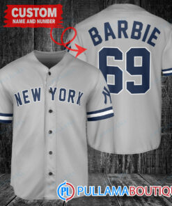 Personalized New York Yankees Barbie Baseball Jersey Gray