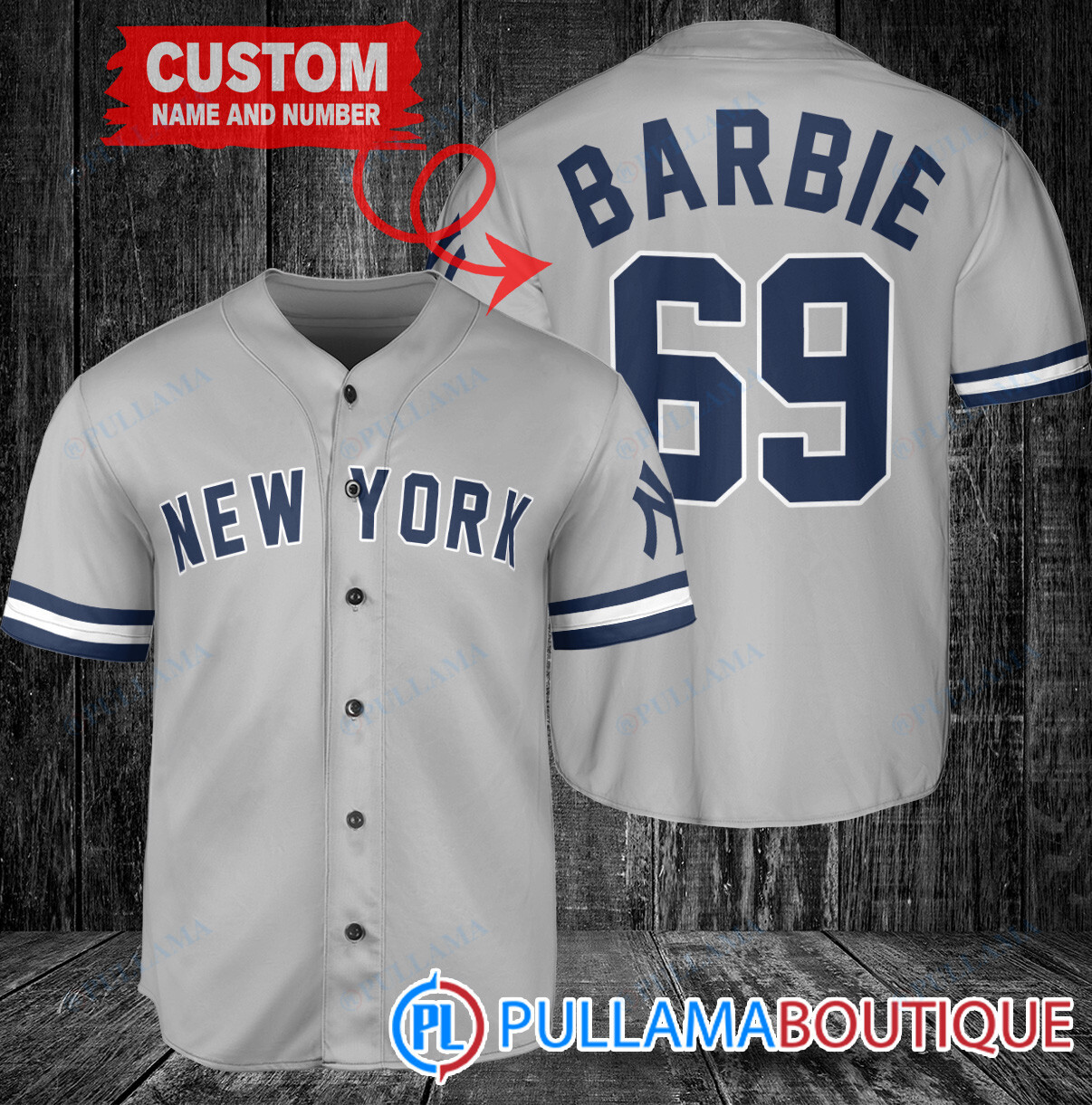 Personalized Pittsburgh Pirates Barbie Baseball Jersey Gray