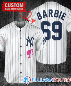 Personalized New York Yankees Barbie Baseball Jersey White