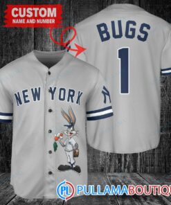 Personalized New York Yankees Bugs Bunny Baseball Jersey Gray