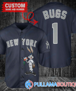 Personalized New York Yankees Bugs Bunny Baseball Jersey Navy