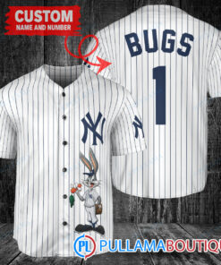 Personalized New York Yankees Bugs Bunny Baseball Jersey White