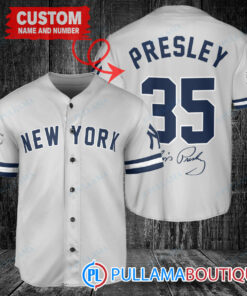 Personalized New York Yankees Elvis Presley Baseball Jersey Gray