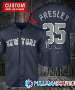 Personalized New York Yankees Elvis Presley Baseball Jersey Navy