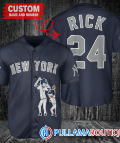 Personalized New York Yankees Rick and Morty Baseball Jersey Navy