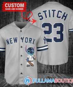 Personalized New York Yankees Stitch Baseball Jersey Gray