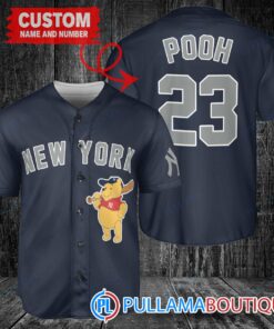 Personalized New York Yankees Winnie the Pooh Baseball Jersey Navy