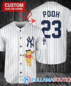 Personalized New York Yankees Winnie the Pooh Baseball Jersey White