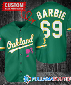 Personalized Oakland Athletics Barbie Baseball Jersey Green