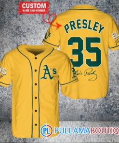 Personalized Oakland Athletics Elvis Presley Baseball Jersey Gold