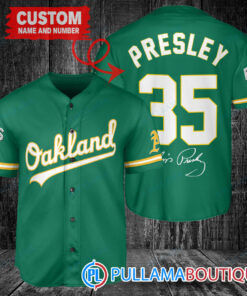 Personalized Oakland Athletics Elvis Presley Baseball Jersey Green