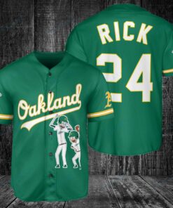 Personalized Oakland Athletics Rick and Morty Baseball Jersey Green