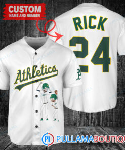 Personalized Oakland Athletics Rick and Morty Baseball Jersey White