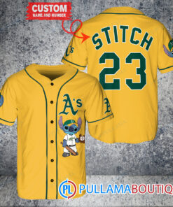 Personalized Oakland Athletics Stitch Baseball Jersey Gold