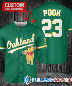 Personalized Oakland Athletics Winnie the Pooh Baseball Jersey Green