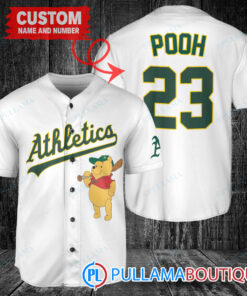 Personalized Oakland Athletics Winnie the Pooh Baseball Jersey White