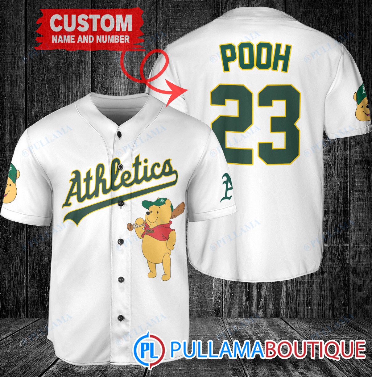 Personalized Chicago Cubs Winnie the Pooh Baseball Jersey Gray