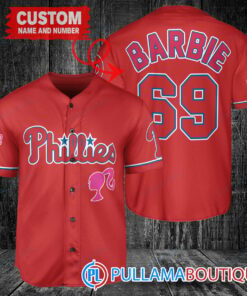 Personalized Philadelphia Phillies Barbie Baseball Jersey Red