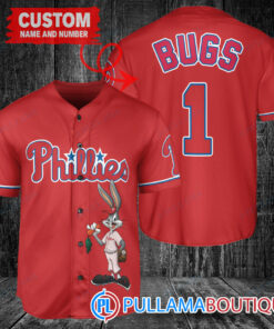 Personalized Philadelphia Phillies Bugs Bunny Baseball Jersey Red