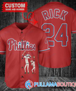 Personalized Philadelphia Phillies Rick and Morty Baseball Jersey Red