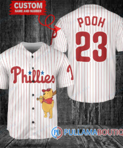 Personalized Philadelphia Phillies Winnie the Pooh Baseball Jersey White