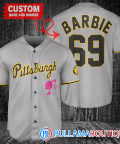 Personalized Pittsburgh Pirates Barbie Baseball Jersey Gray