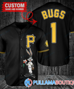 Personalized Pittsburgh Pirates Bugs Bunny Baseball Jersey Black