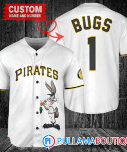 Personalized Pittsburgh Pirates Bugs Bunny Baseball Jersey White