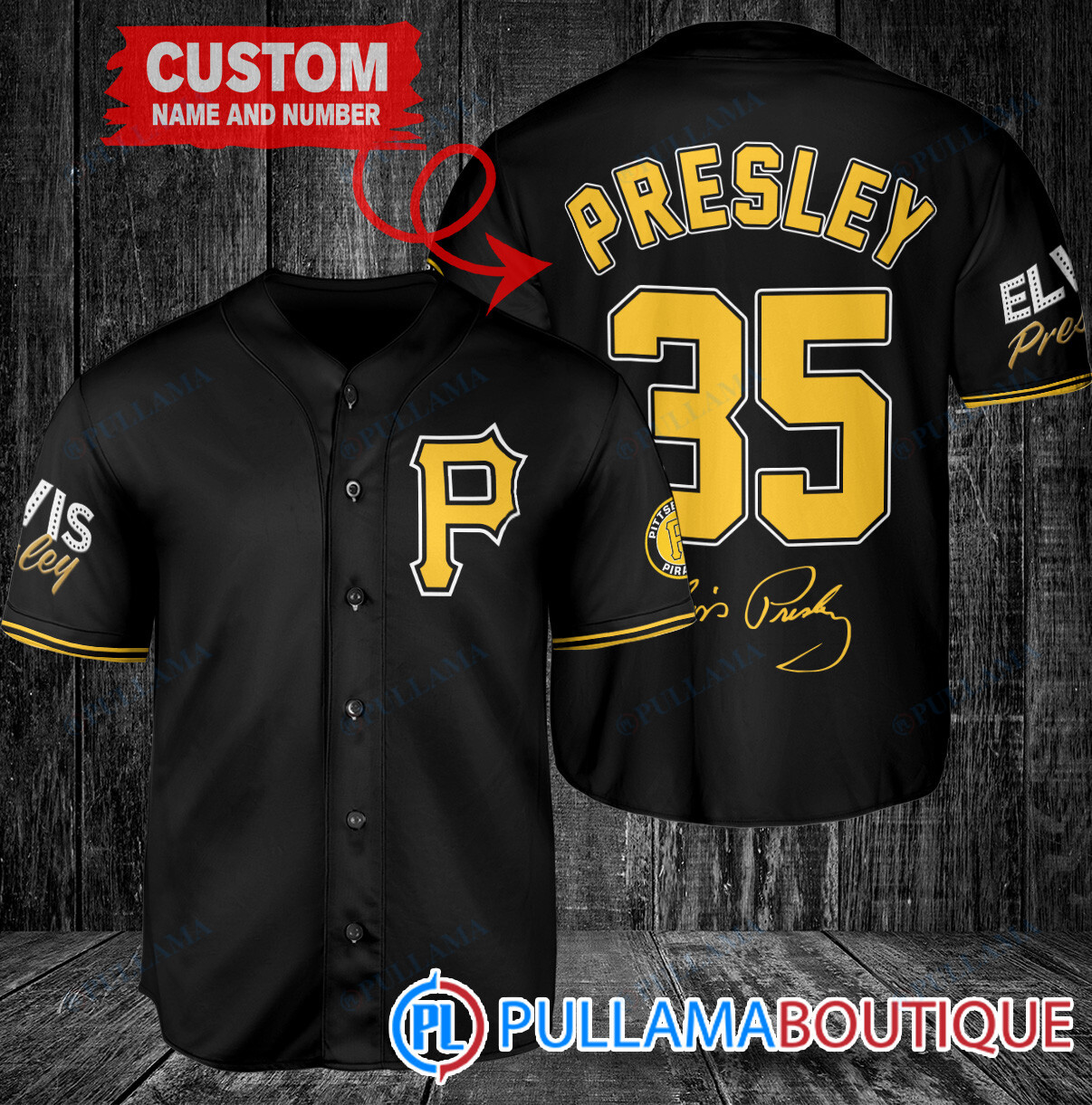 Personalized Pittsburgh Pirates Elvis Presley Baseball Jersey Black