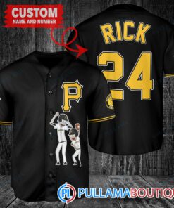 Personalized Pittsburgh Pirates Rick and Morty Baseball Jersey Black