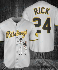 Personalized Pittsburgh Pirates Rick and Morty Baseball Jersey Gray