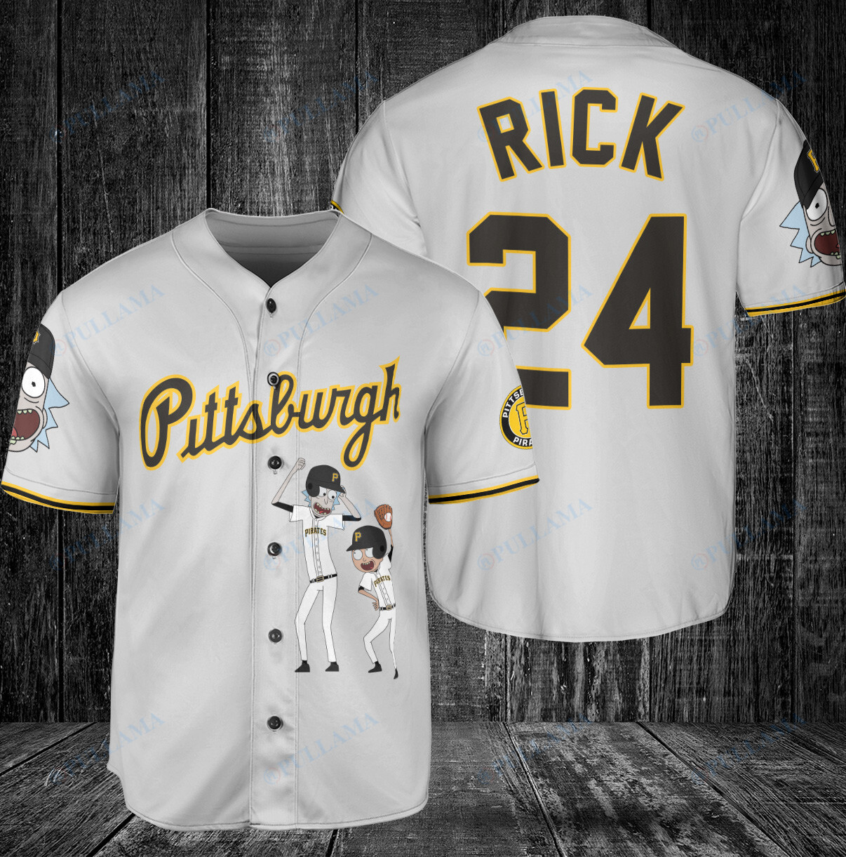 Personalized Atlanta Braves Rick and Morty Baseball Jersey Gray