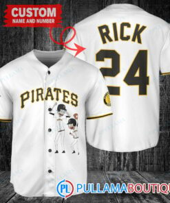 Personalized Pittsburgh Pirates Rick and Morty Baseball Jersey White