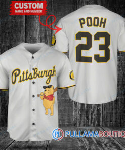 Personalized Pittsburgh Pirates Winnie the Pooh Baseball Jersey Gray