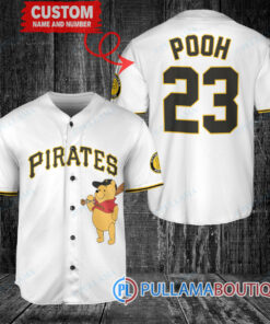 Personalized Pittsburgh Pirates Winnie the Pooh Baseball Jersey White