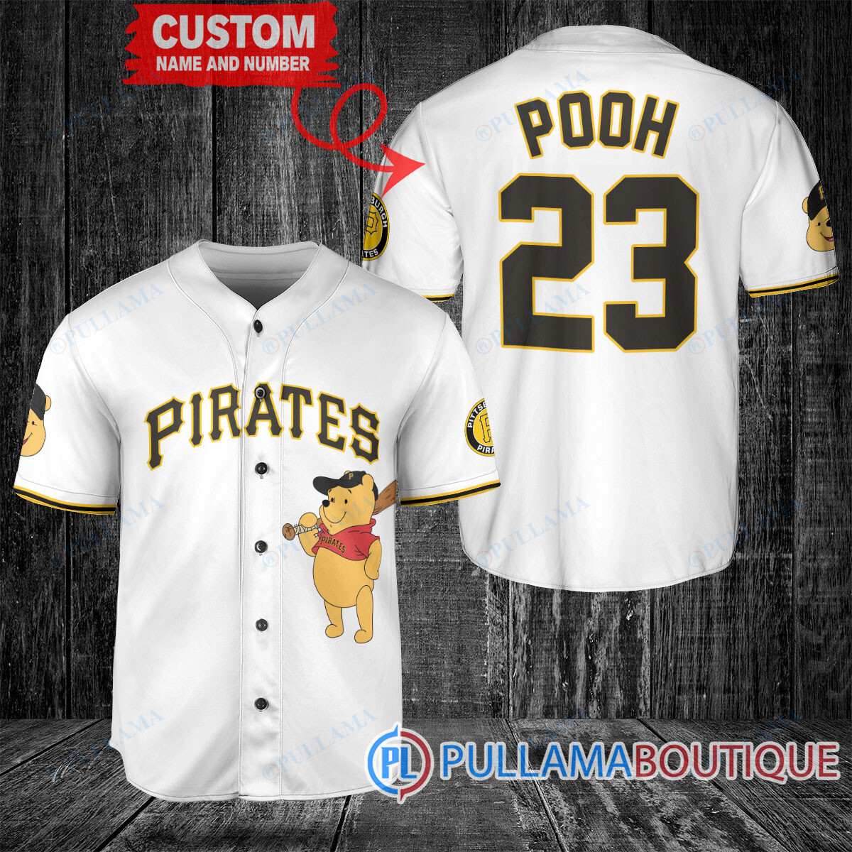 Personalized Los Angeles Dodgers Winnie the Pooh Baseball Jersey Navy