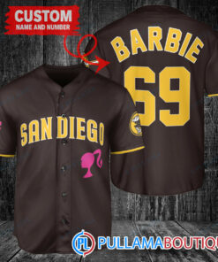 Personalized San Diego Padres Barbie Baseball Jersey Brown