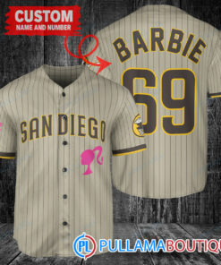 Personalized San Diego Padres Barbie Baseball Jersey Tan