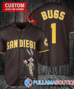 Personalized San Diego Padres Bugs Bunny Baseball Jersey Brown