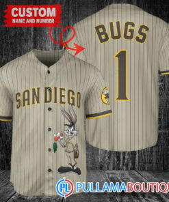 Personalized San Diego Padres Bugs Bunny Baseball Jersey Tan