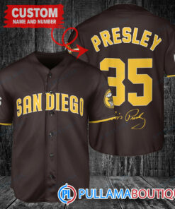 Personalized San Diego Padres Elvis Presley Baseball Jersey Brown