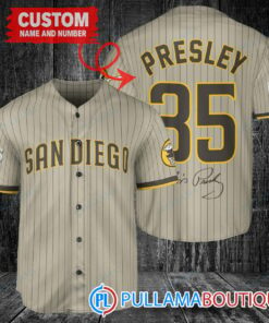 Personalized San Diego Padres Elvis Presley Baseball Jersey Tan